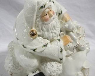 272 - Holly Holiday Santa cookie jar, 11 x 10
