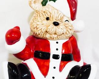 158 - Christmas Bear by Brenda Thomas Cookie Jar 10"
