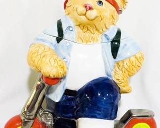 157 - Scooter Bear Cookie Jar by Clay Art 13"
