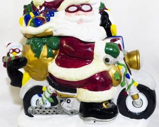 127 - Biker Santa Cookie Jar by Cooks Club 11.5"
