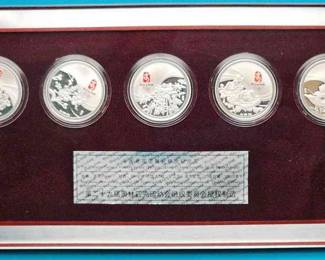 Beijing 2008 Olympic Games Silver Medallions Flowers