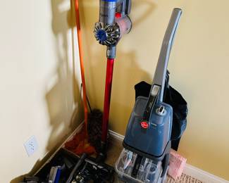 Hoover Turbo Scrub carpet cleaner; Dyson stick rechargeable vacuum