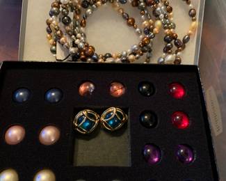 Multi- colored pearls - extra long SOLD
Joan Rivers interchangeable clip earrings SOLD 
