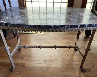 CAST IRON MARBLE TOP CONSOLE