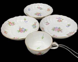 3 PC SET OF HAND PAINTED HEREND DISHES AND TEACUP
