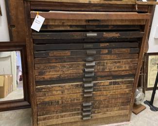vintage printer tray cabinet