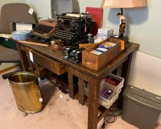 vintage oak library table