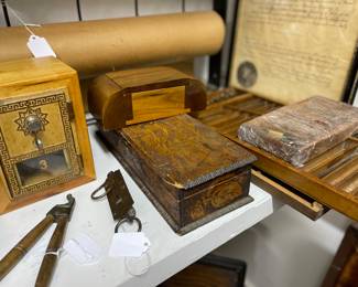 vintage wood items, etc