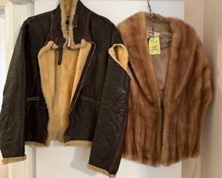 WWI Bomber Jacket & Ladies Mink Shawl