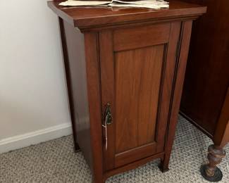 Antique 1 Door Bedside Table (17"D x 14.5"W x 33"H)