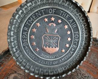 Vintage Aluminum Round Military Wall Plaque