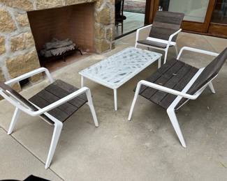 Forms and Surfaces Wood and Metal Patio Set