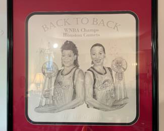 Framed WNBA Champs Houston Comets Autographed by Sheryl Swoopes &