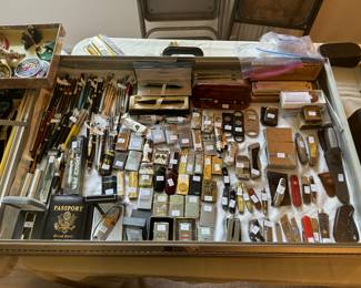 Huge Lighter, Pocket Knife & Pen Collection