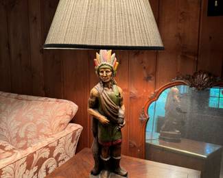 Vintage 1970's Dunning Industries Native American Figural Table Lamp