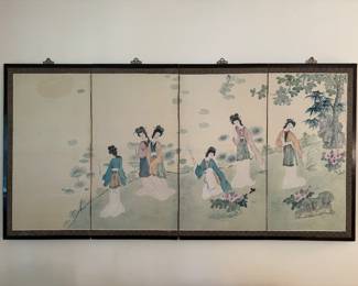 Framed 4pc Chinese Screen