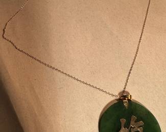 14K Gold Necklace with Chinese Jade Pendant