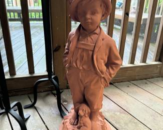 Terracotta Sculpture of Boy with Dog