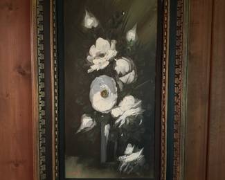 Framed Oil on Canvas Floral Still Life Signed Lucia