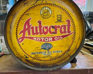 Vintage Autocrat Motor Oil Five Gallon Metal Rocker Can