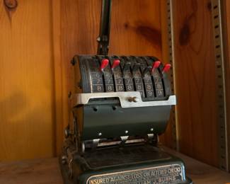 Antique  Hedman Mfg Co Lightning Check Writer with Branded Advertisement 