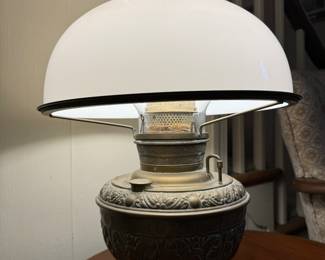 Brass Base Oil/Electric Table Lamp