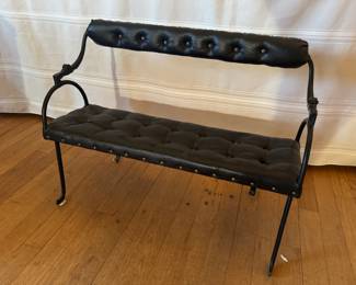 Iron Base with Tufted Black Leather Kneeler 