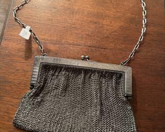 Sterling Silver German Chainmail Frame Evening Bag