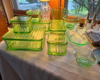 Collection of Vaseline Uranium Glass