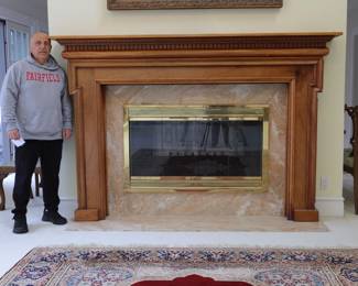 MAHOGANY Fireplace Mantle - Our guy NOT Included lol