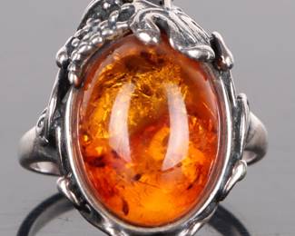 sterling silver amber ring