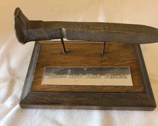 Great Salt Lake trestle mounted on wood