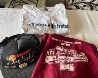 Train apron, shirt and hat with pins