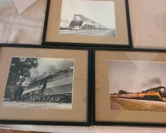 Three framed train pictures 12 x 15