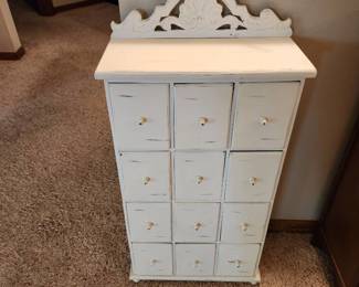 White cabinet with 12 drawers 36 x 18 x 8