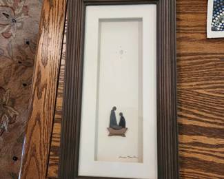 Sharon Nowland framed original with stone 15 x 8