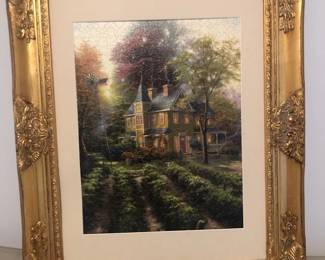 Large Vertical Wall Art Made From Thomas Kinkade Puzzle