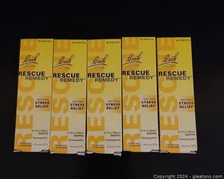 5 Bottles of Bach Rescue Remedy Natural Stress Relief Dropper Unopened