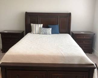 Full Size Sleigh Bed with Beautyrest Mattress and Pillows