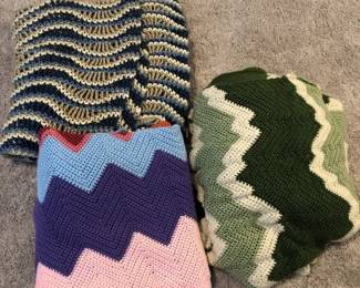 3 Lg Knitted Afghans