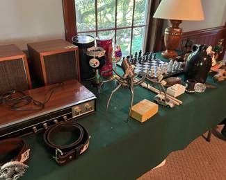 Vintage Stereo, Marble Chess Set, Antique Items