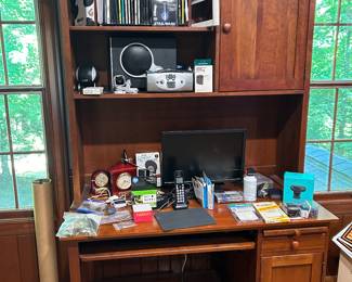 Beautiful Desk, Speakers and Office Supplies