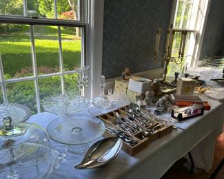 Serving Items and Awesome Oneida Flatware Service for 12