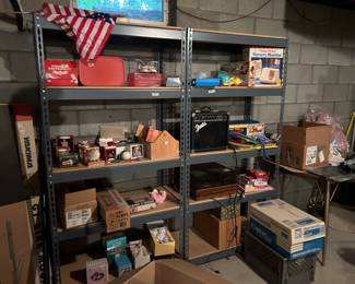 Three Shelving Units, Holiday, Christmas, Vintage Turntable