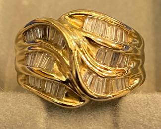 10K Gold Ring (Diamond Baguettes/Approximately One Carat)