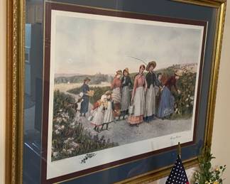 Large Framed Print "Berry Pickers"