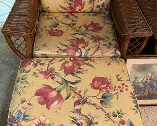 Lexington Furniture Wicker Chair and Ottoman