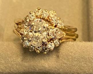 14K Gold Ring and Guard (.75 Carat Center Diamond/I Color)