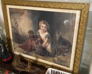 Little Girl and Pet Print