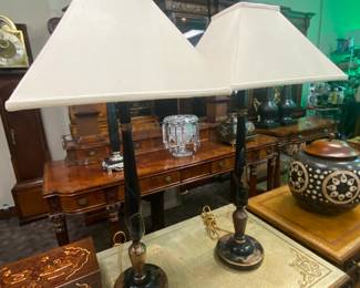 Pair Laquered Chinoiserie Lamps